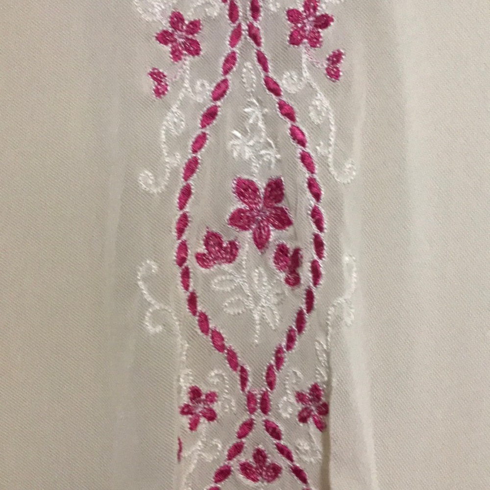 INC Feminine Top with Scallops and Pink Embroidery - Picture 2 of 6